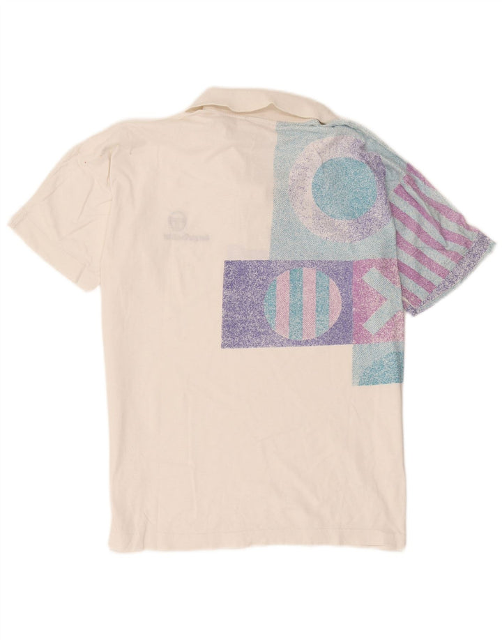 Tricou polo Sergio Tacchini pentru bărbați alb mediu geometric