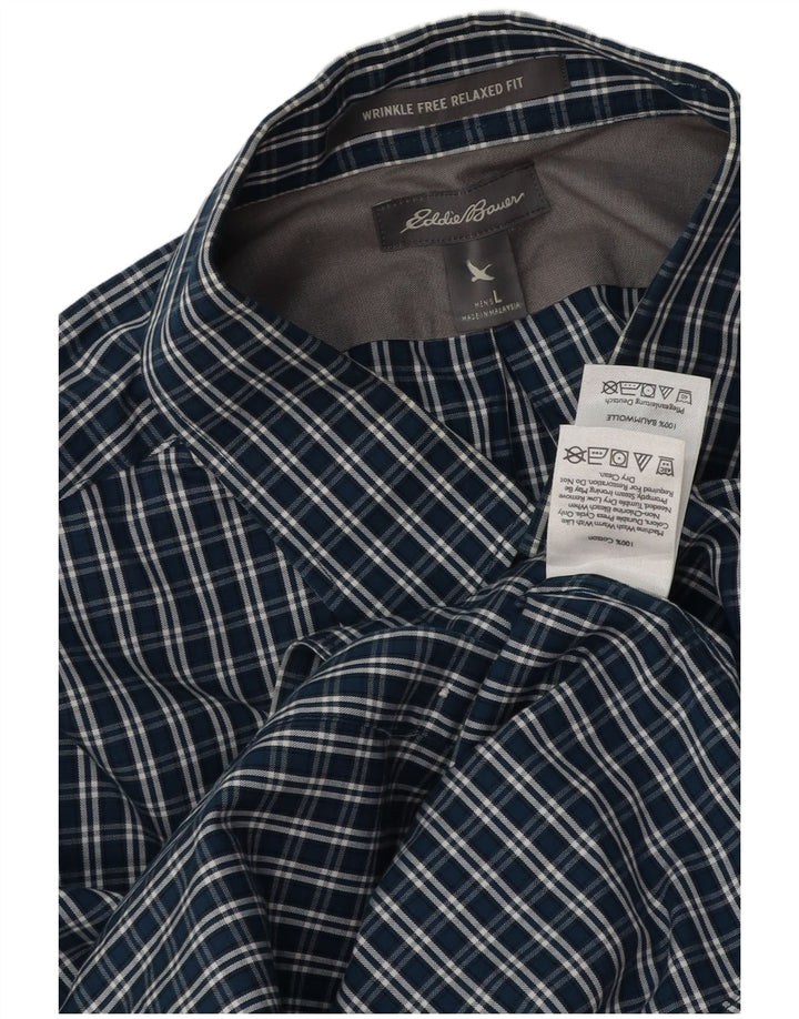 Cămașă pentru bărbați Eddie Bauer, în formă relaxată, mare, albastru bleumarin, bumbac