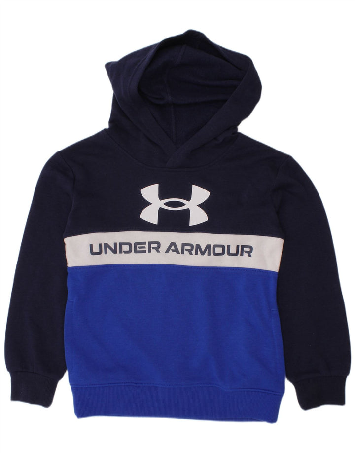 Pulover cu glugă grafic pentru băieți UNDER ARMOUR 5-6 ani, albastru bleumarin, color block