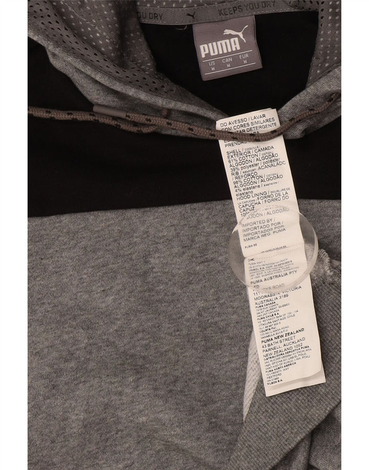 Pulover cu glugă grafic pentru bărbați PUMA, din bumbac color bloc, gri mediu