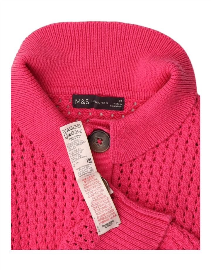 Pulover cardigan cu mânecă scurtă pentru femei MARKS & SPENCER UK 14 mare roz