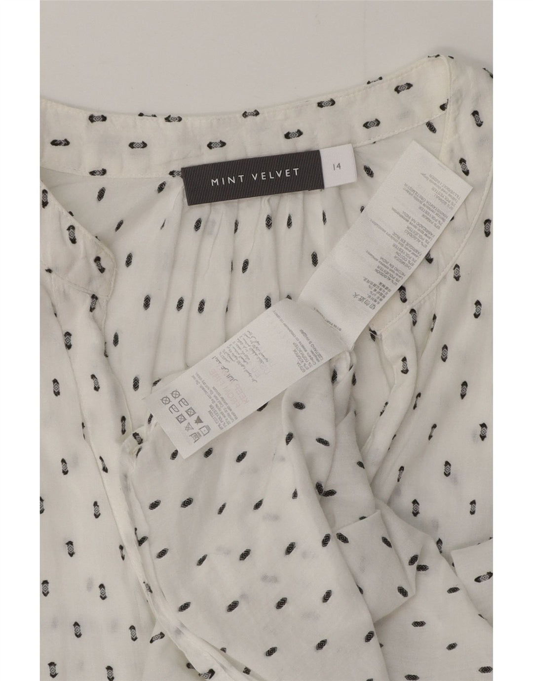 MINT VELVET Bluză cămașă cu grafică pentru femei UK 14, mare, alb, floral, bumbac