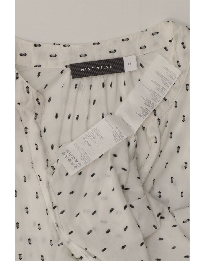 MINT VELVET Bluză cămașă cu grafică pentru femei UK 14, mare, alb, floral, bumbac