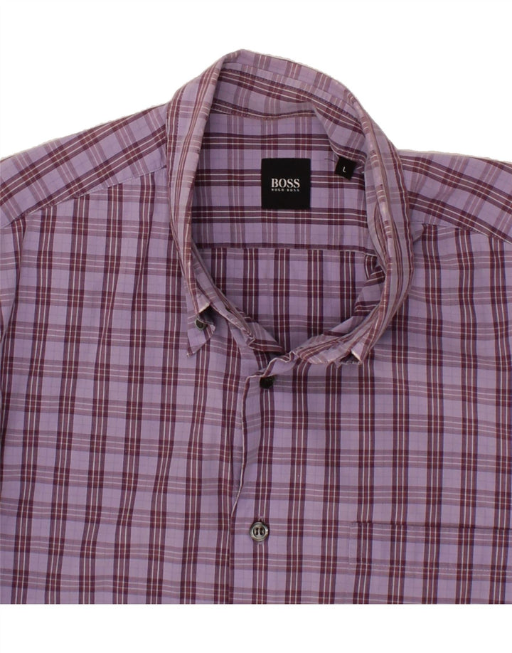 HUGO BOSS Mens Shirt Large Purple Check Vintage Hugo Boss and Second-Hand Hugo Boss from Messina Hembry 