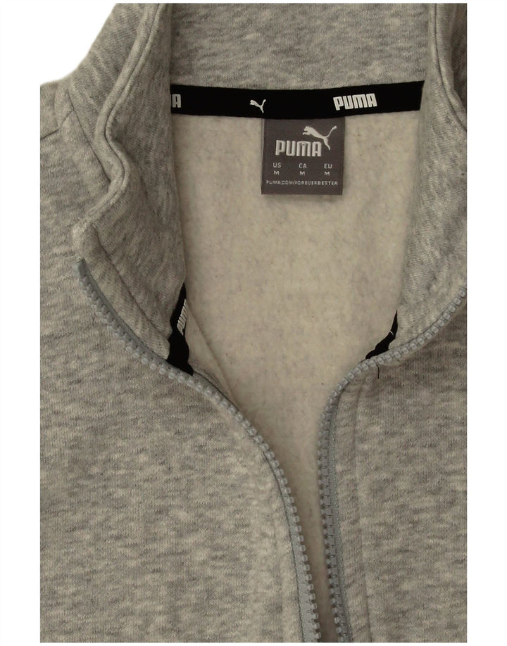 Pulover pentru femei Puma, cu fermoar, cu gât, UK 14, bumbac, gri mediu