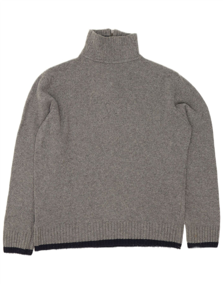 Pulover pentru bărbați Woolrich, cu grafică, cu fermoar și gât, XL, lână gri
