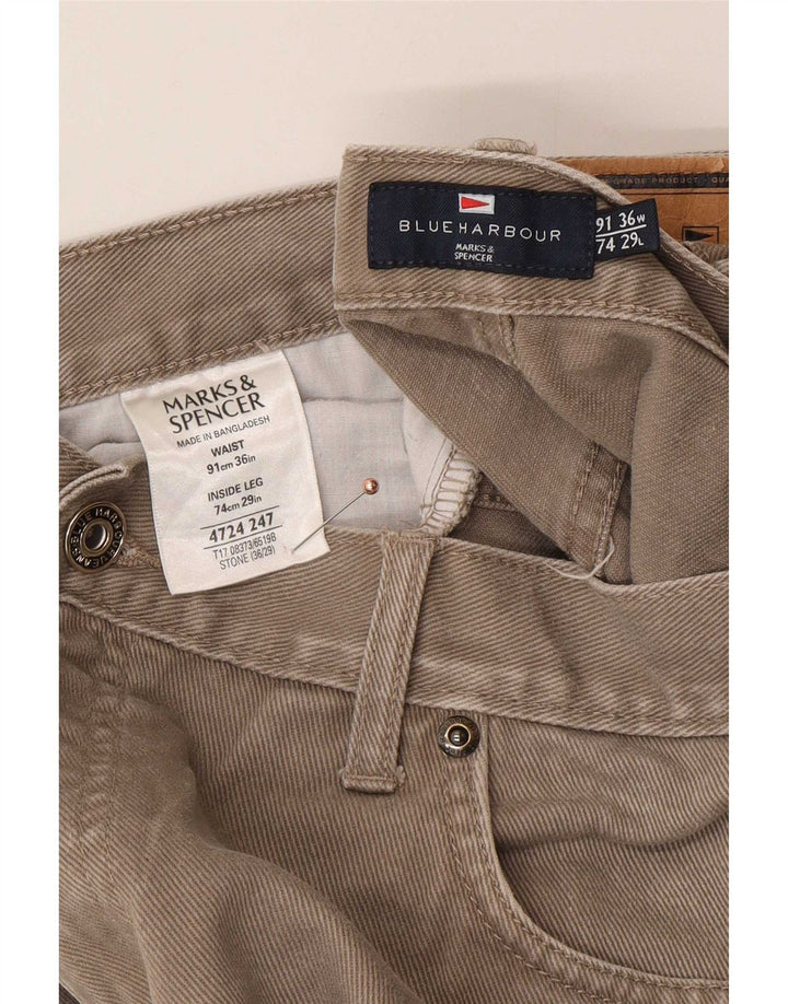 Blugi drepți pentru bărbați Marks & Spencer Blue Harbour W36 L29 bumbac bej