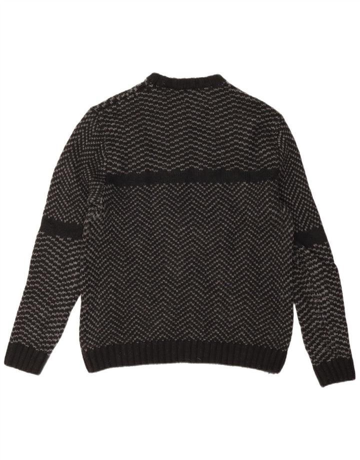 Pulover pentru bărbați Zara, cu gât turnut, mare, negru, nailon, chevron