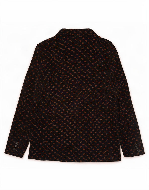 Jachetă vintage din catifea cu 3 nasturi pentru femei IT 48 XL Negru Floral