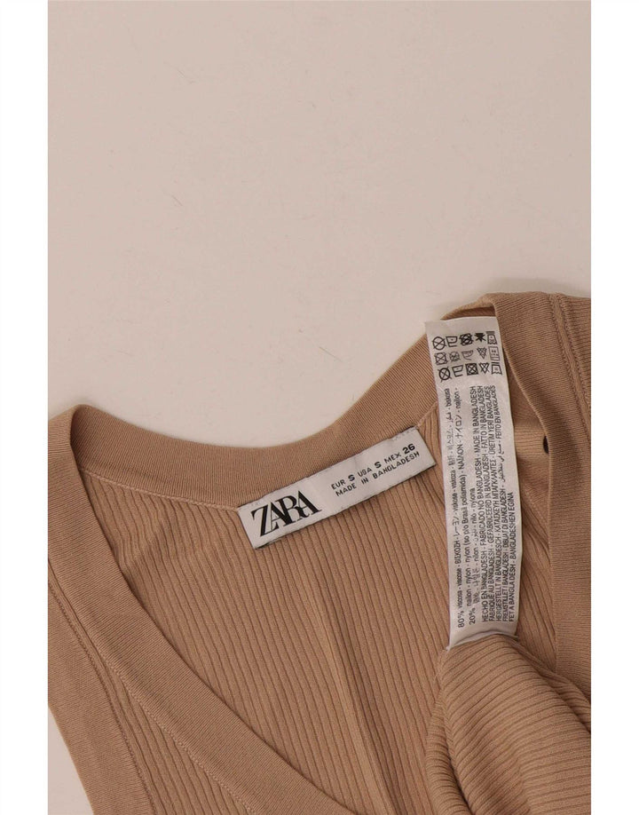 Vest Vest Top Femei Zara UK 8 Mic Bej Viscoză