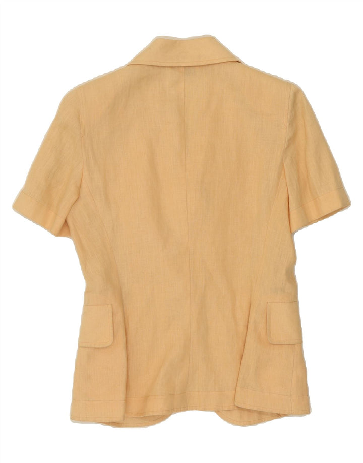 VINTAGE Womens Short Sleeve 3 Button Blazer Jacket IT 42 Medium Beige Vintage Vintage and Second-Hand Vintage from Messina Hembry 
