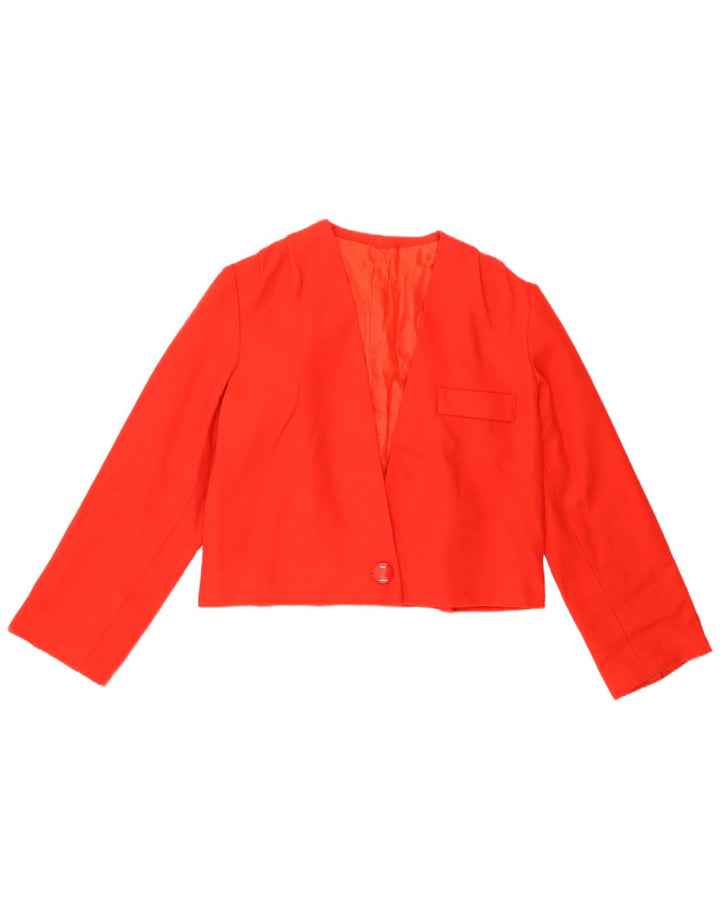 Jachetă vintage de damă cu 1 nasture crop blazer UK 8 Small Red