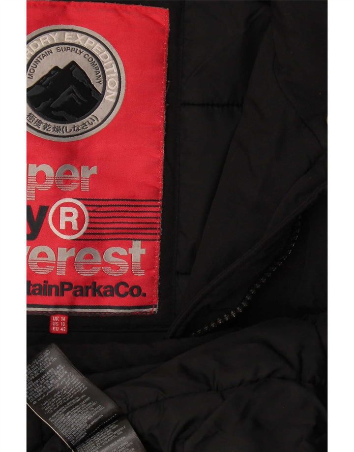 Jachetă Parka Superdry pentru femei UK 14, mare, negru, poliester
