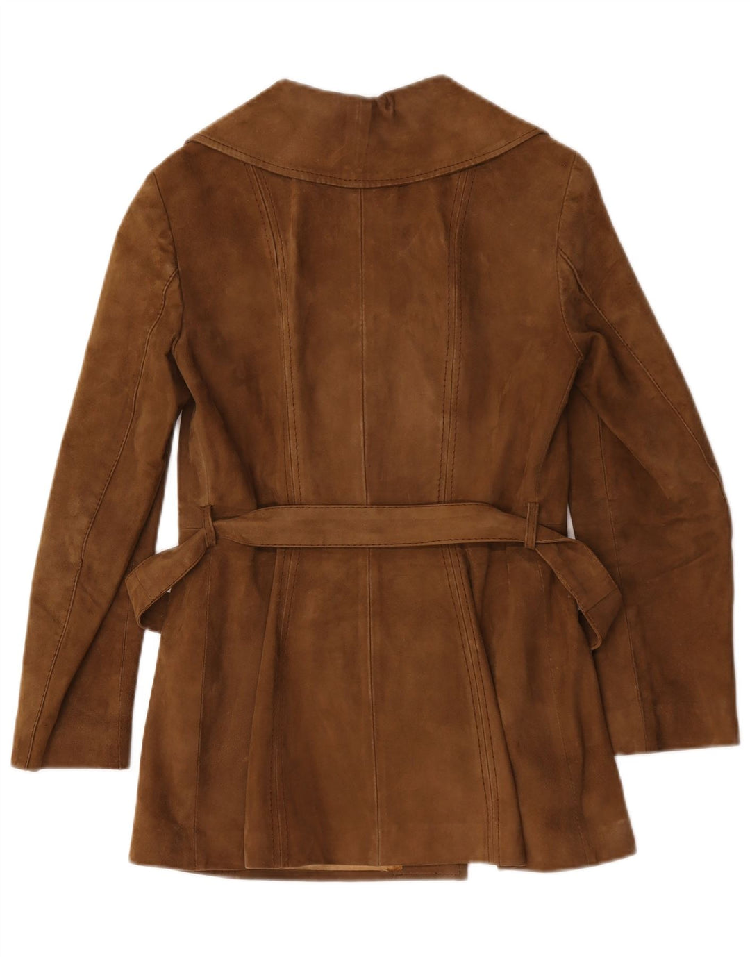 Trenci pentru femei din piele intoarsa vintage UK 12 maro mediu