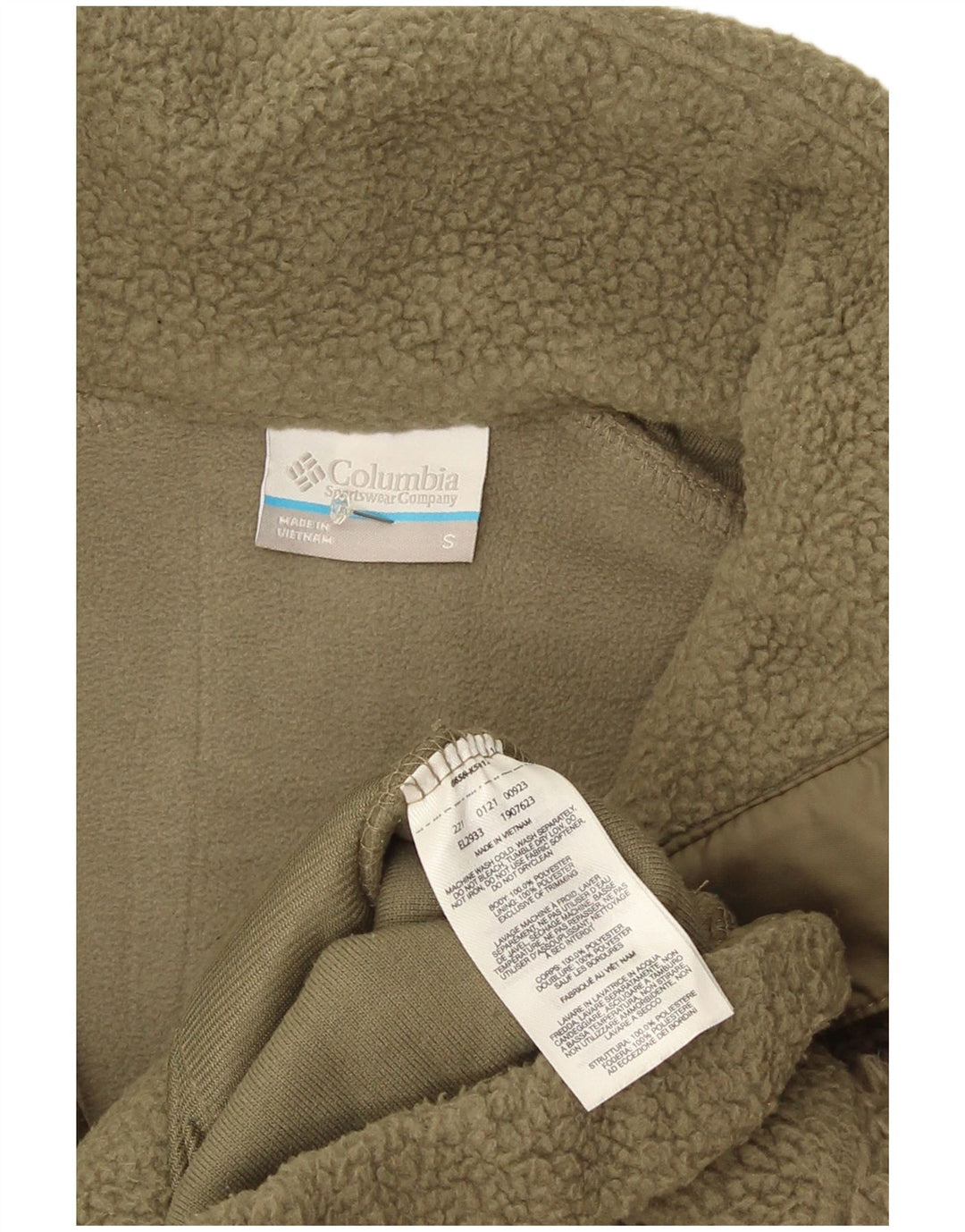 Pulover Columbia pentru femei, supradimensionat, cu fermoar și gât, fleece UK 10, kaki mic