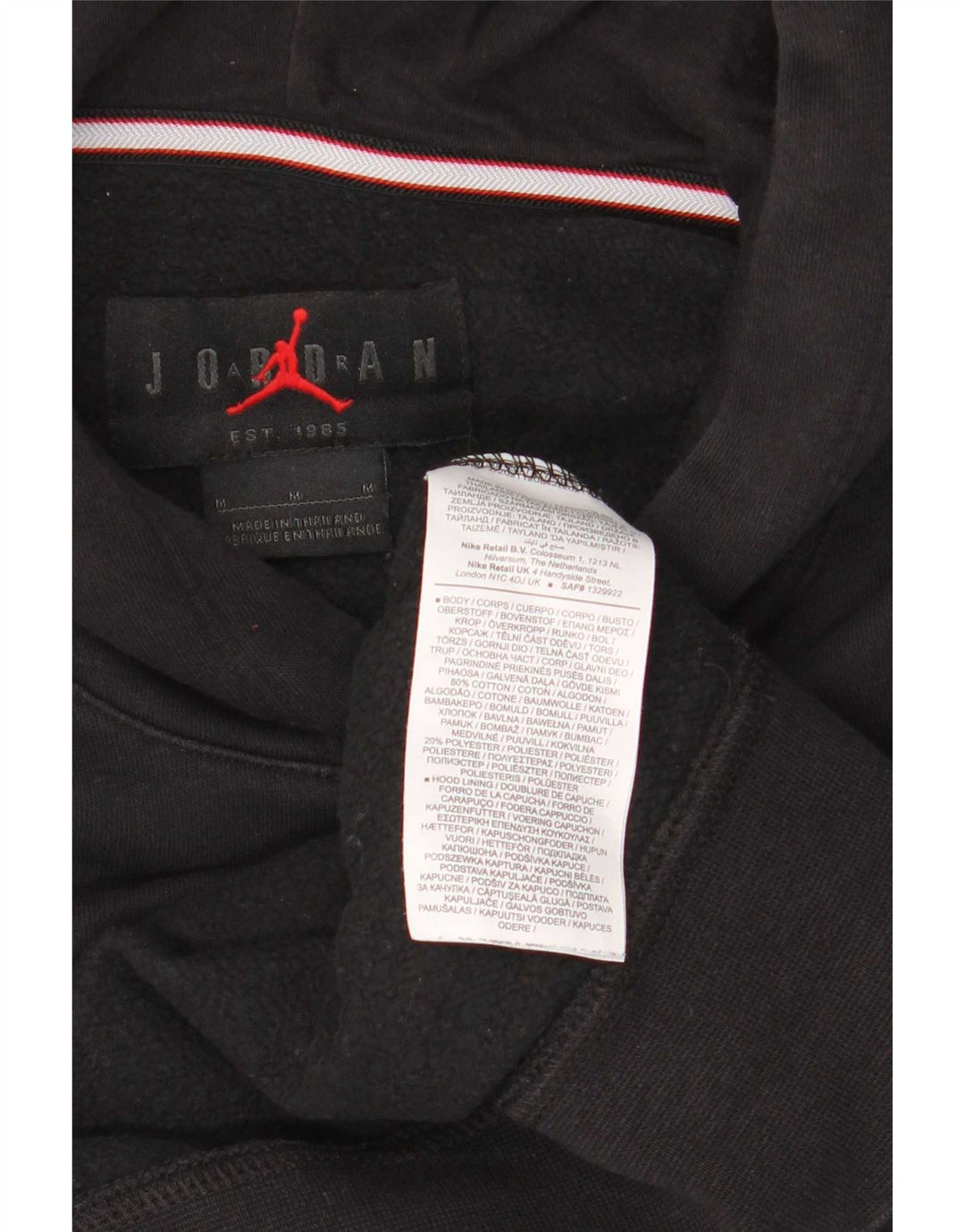 Jumper Jordan pentru bărbați cu capota cu grafică, bumbac mediu negru