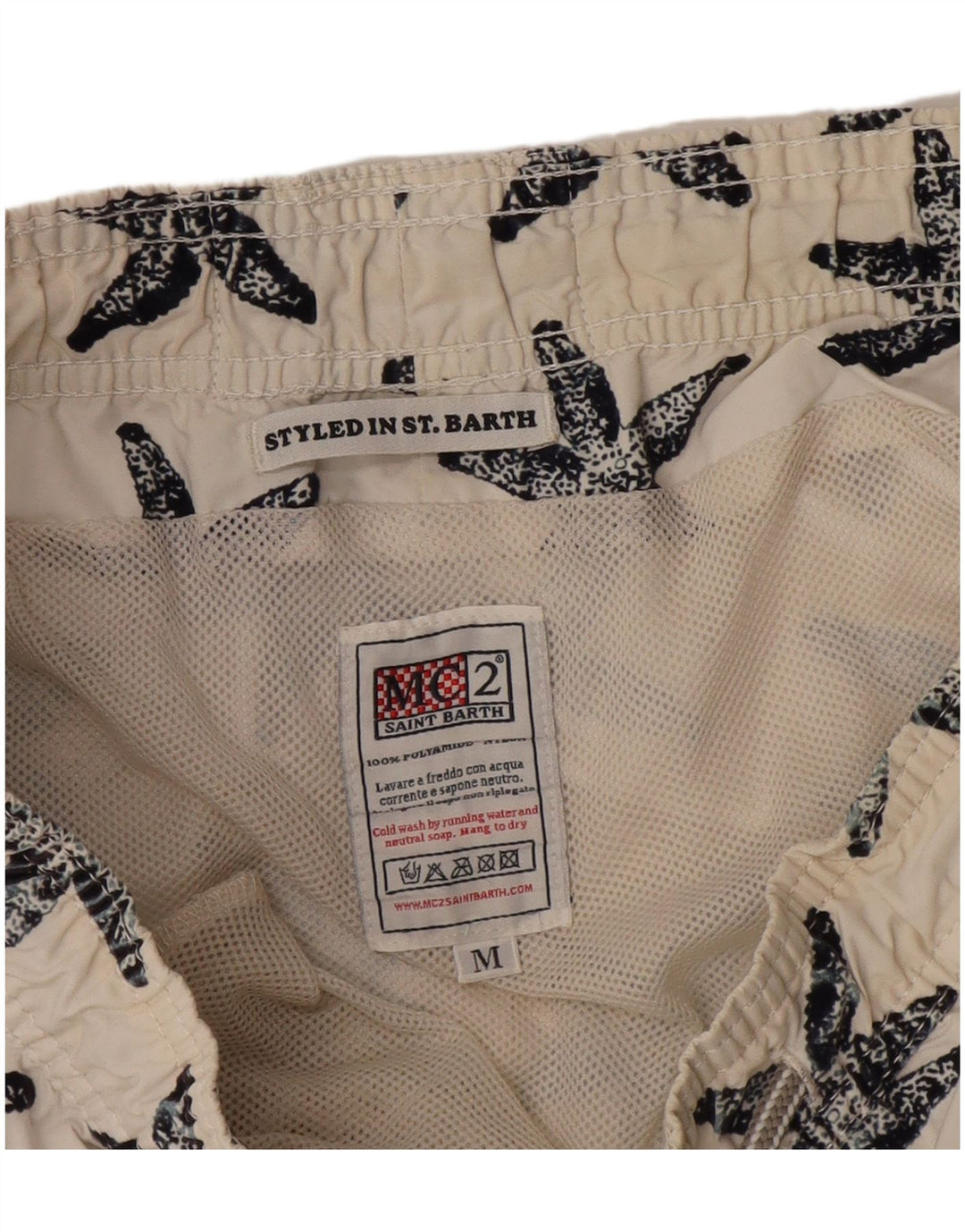Pantaloni scurți de înot MC2 SAINT BARTH pentru bărbați, cu model abstract, alb mediu
