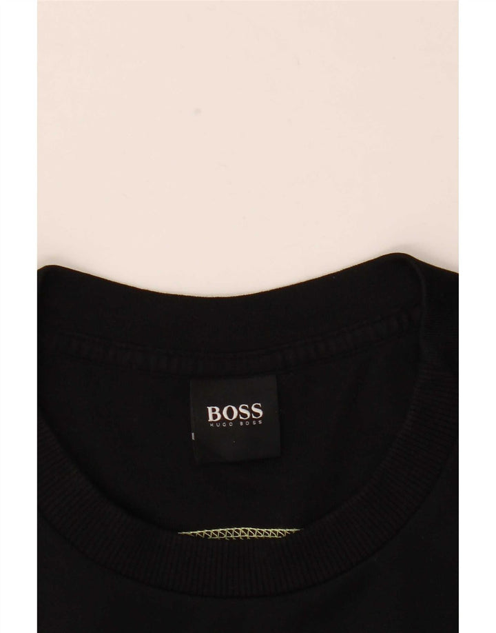 Hanorac grafic pentru bărbați Hugo Boss Pulover mare din bumbac negru