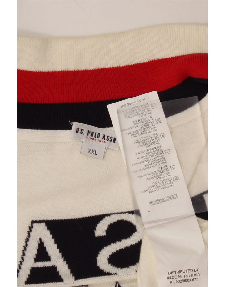U.S. POLO ASSN. Pulover cardigan grafic SUA pentru bărbați, bumbac alb 2XL