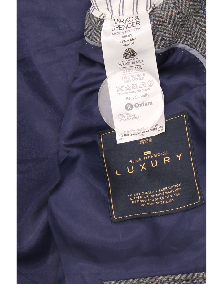 Jachetă pentru bărbați Marks & Spencer, cu 2 nasturi, UK 46 XL, lână gri cu oase