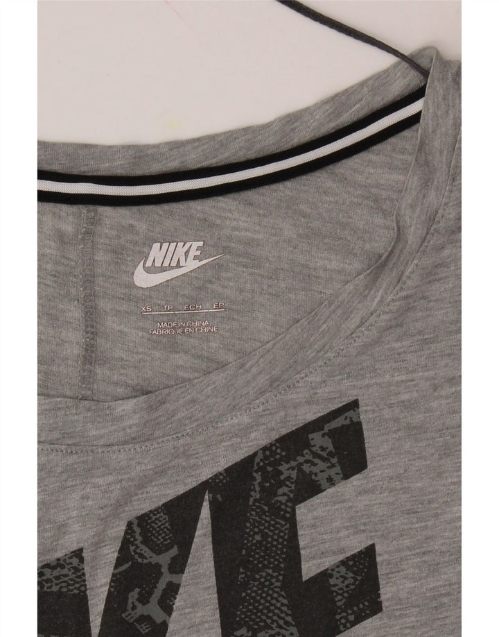 NIKE Womens Oversized Graphic T-Shirt Top UK 6 XS Grey Vintage Nike and Second-Hand Nike from Messina Hembry 