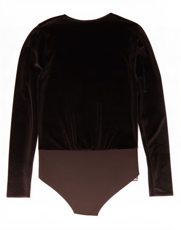 Body cu mânecă lungă din velur pentru femei Zara UK 12 Medium Black Colorblock