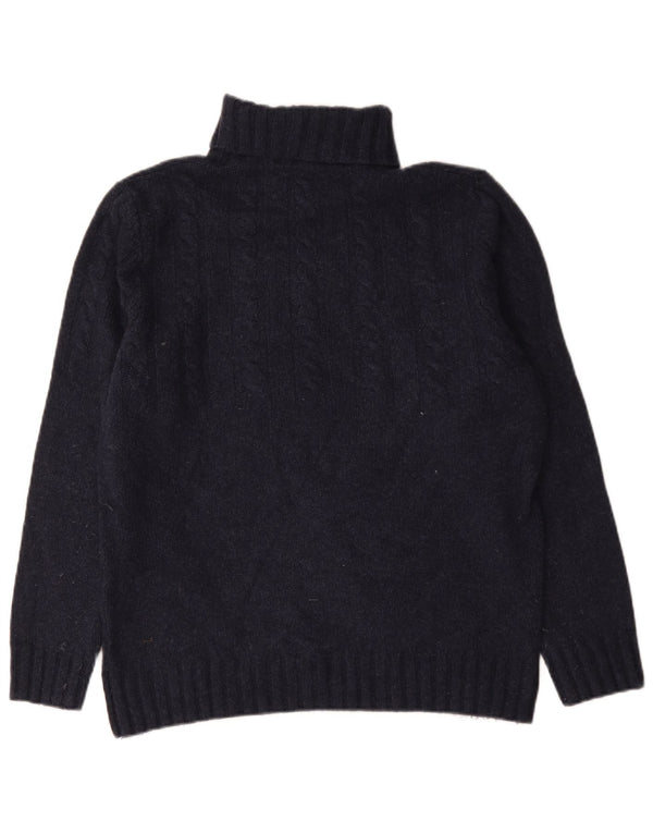 Barbour Mens Roll Neck Jumper Sweater Large Navy Blue Wool