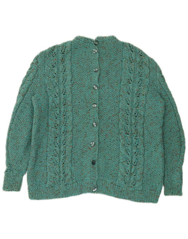 Pulover cardigan vintage pentru femei UK 16 mare turcoaz pete