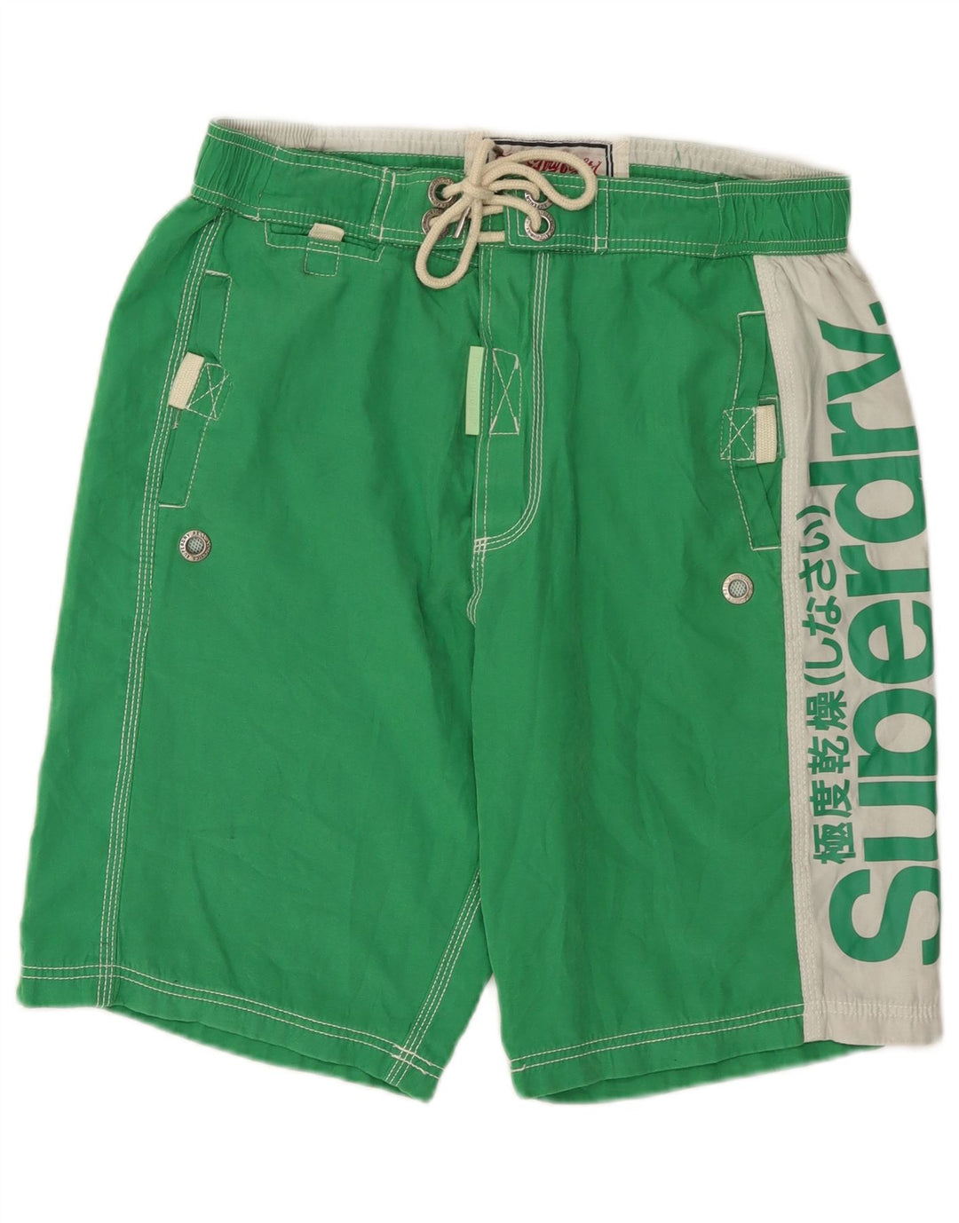 Pantaloni scurți de înot grafic pentru bărbați Superdry XL, verde, poliester color bloc