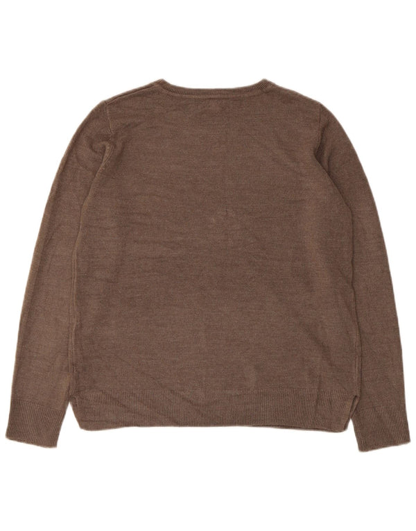 Pulover pentru femei Marks & Spencer cu decolteu rotund UK 10 mic maro acrilic