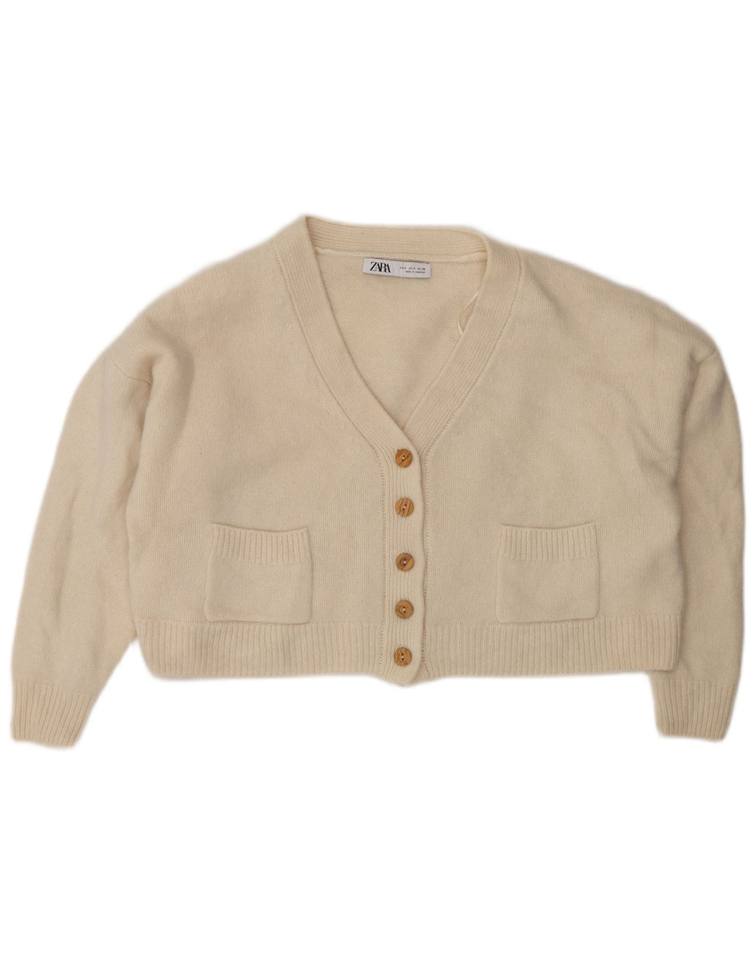 Pulover cardigan supradimensionat pentru femei Zara UK 10 Mic Lână bej