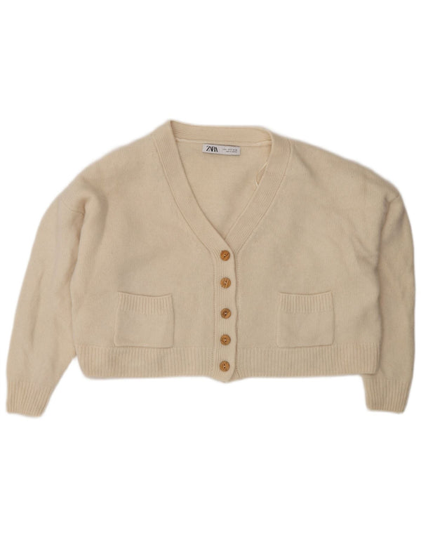 Pulover cardigan supradimensionat pentru femei Zara UK 10 Mic Lână bej