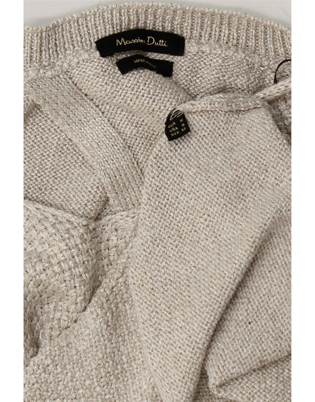 MASSIMO DUTTI Womens Crop Crew Neck Jumper Sweater UK 14 Medium Grey Vintage Massimo Dutti and Second-Hand Massimo Dutti from Messina Hembry 