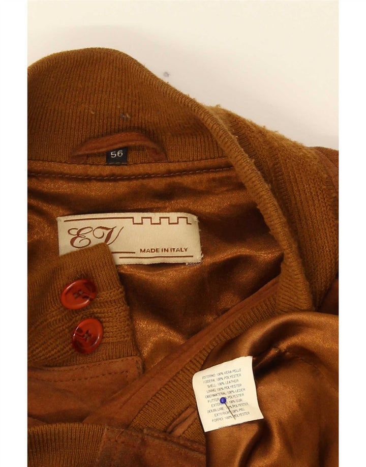 Jachetă Bomber Vintage pentru bărbați din piele intoarsa IT 56 3XL din piele maro
