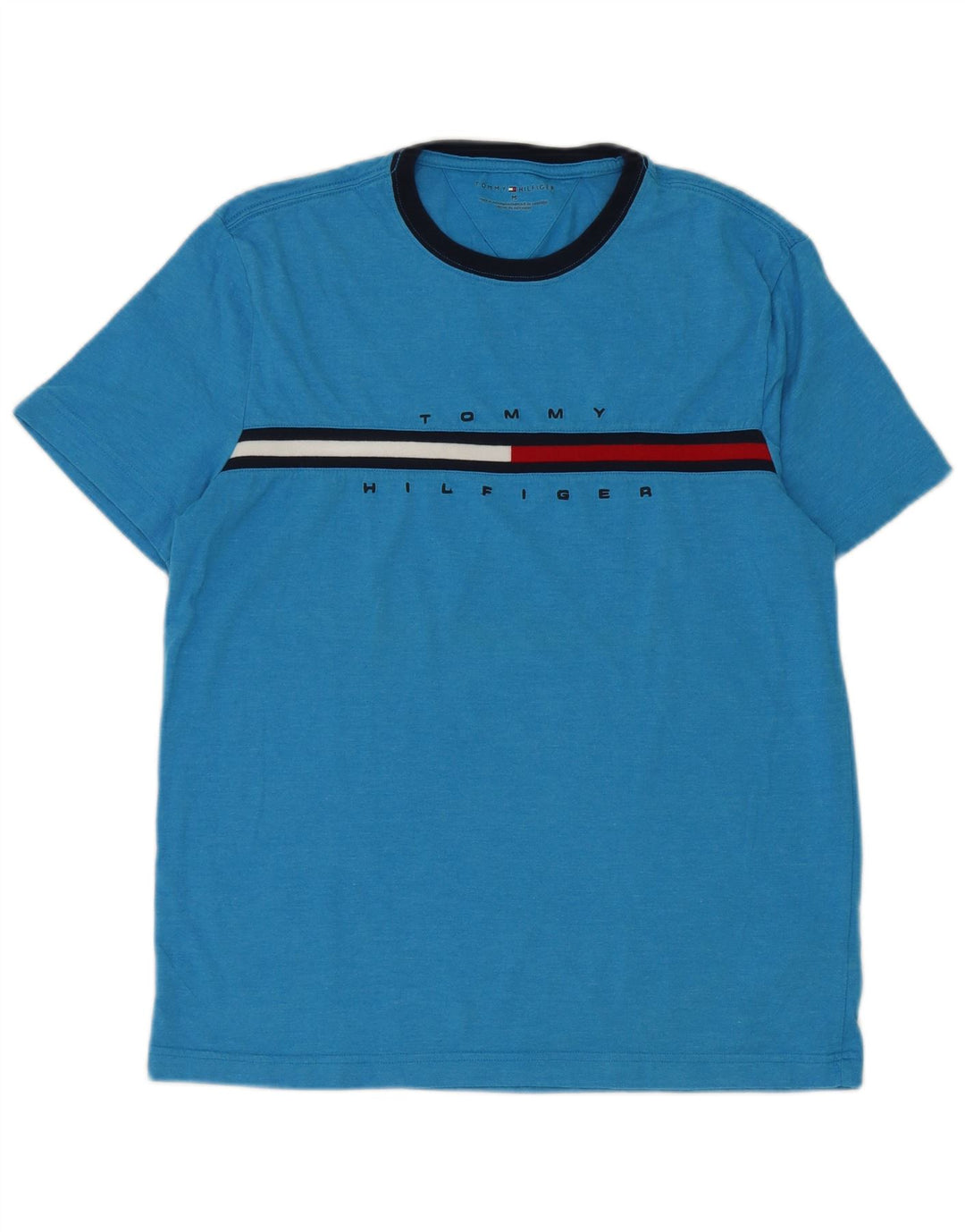 Tricou cu grafic Tommy Hilfiger pentru bărbați Top din bumbac albastru mediu