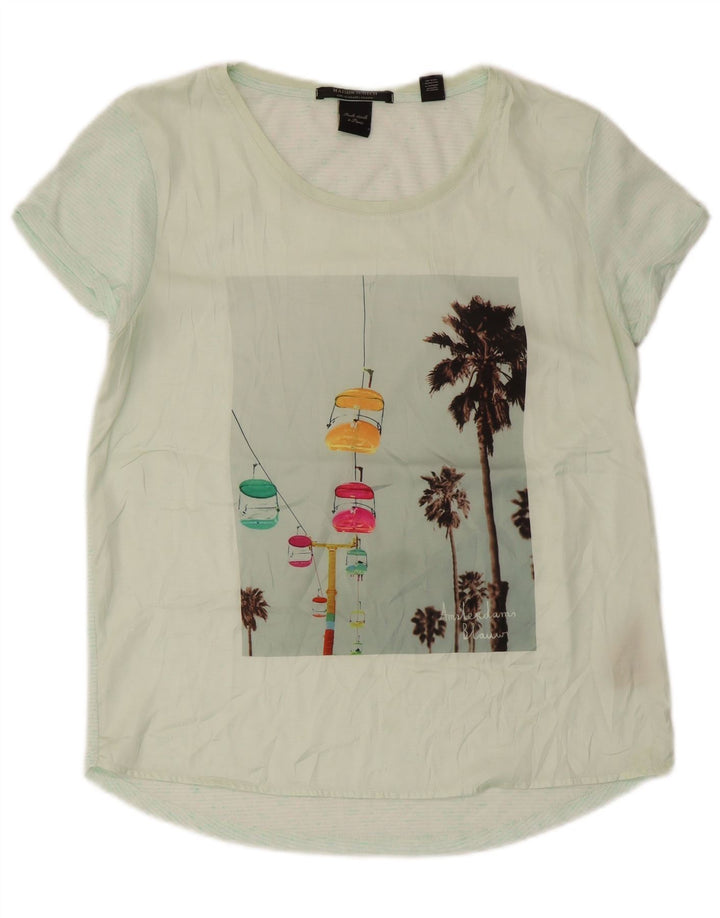Tricou cu grafic pentru femei Maison Scotch Top UK 12 Poliester verde mediu