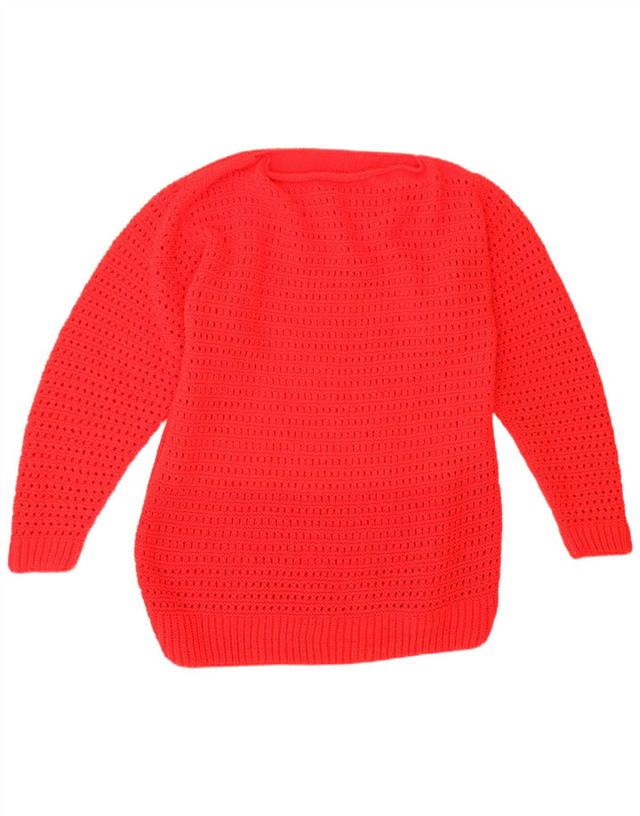 Pulover vintage pentru bărbați cu gâtul de barcă UK 12 Medium Red