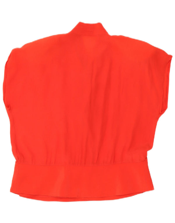 Bluză cămașă supradimensionată pentru femei vintage cu mânecă scurtă UK 10 Small Red