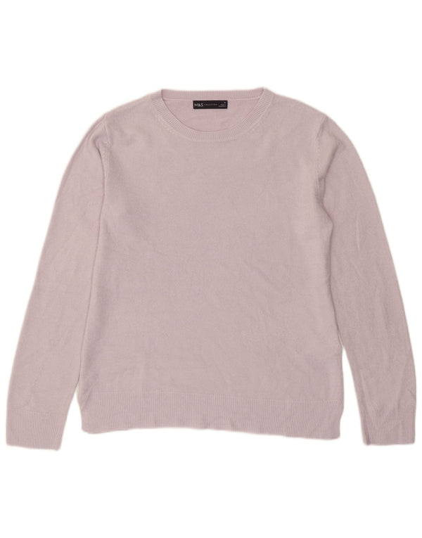 Marks & Spencer Womens Crew Neck Jumper Sweater UK 10 Small Purple Acrylic