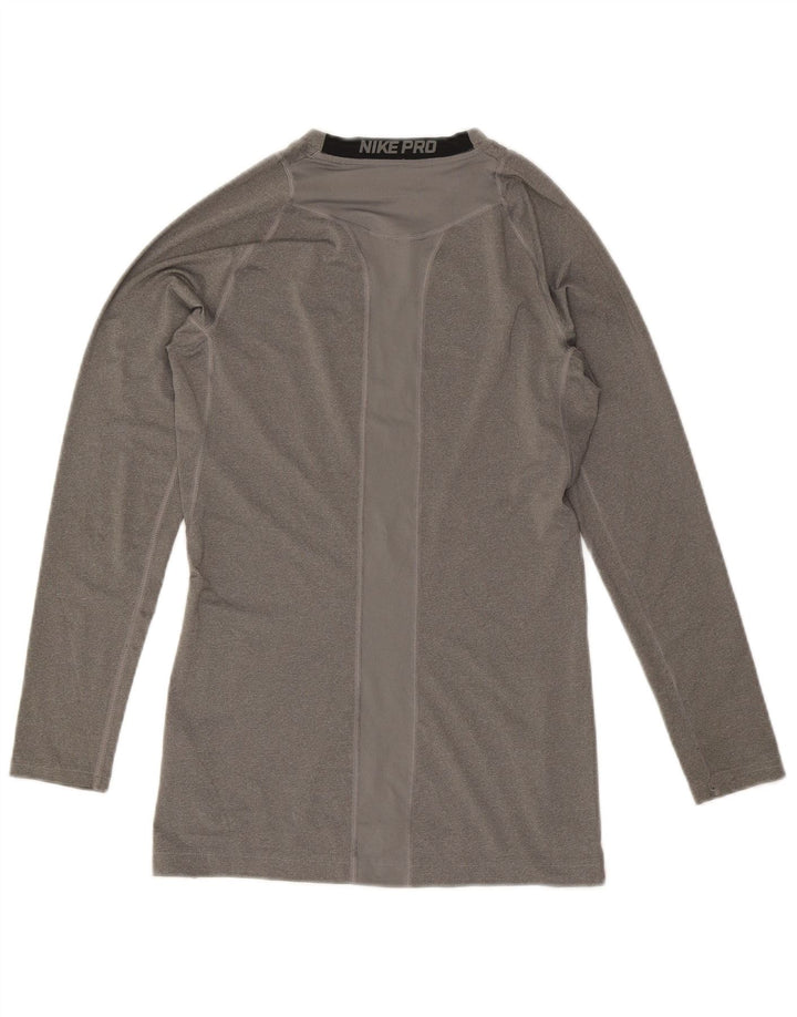 Tricou pentru bărbați Nike Dri Fit Top cu mânecă lungă, gri mediu, poliester color bloc