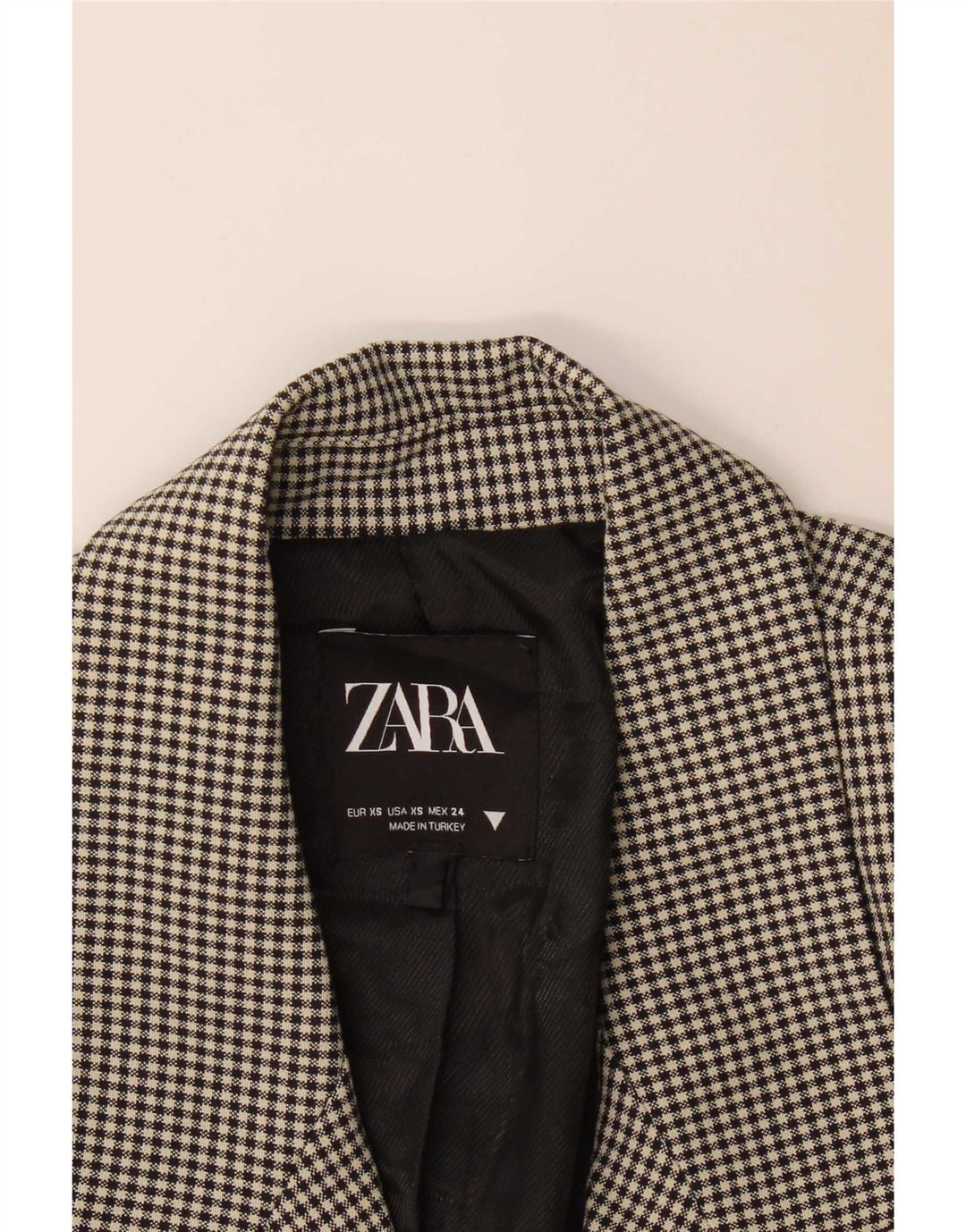 Jachetă Blazer pentru femei la dublu piept Zara UK 6 XS Negru Gingham