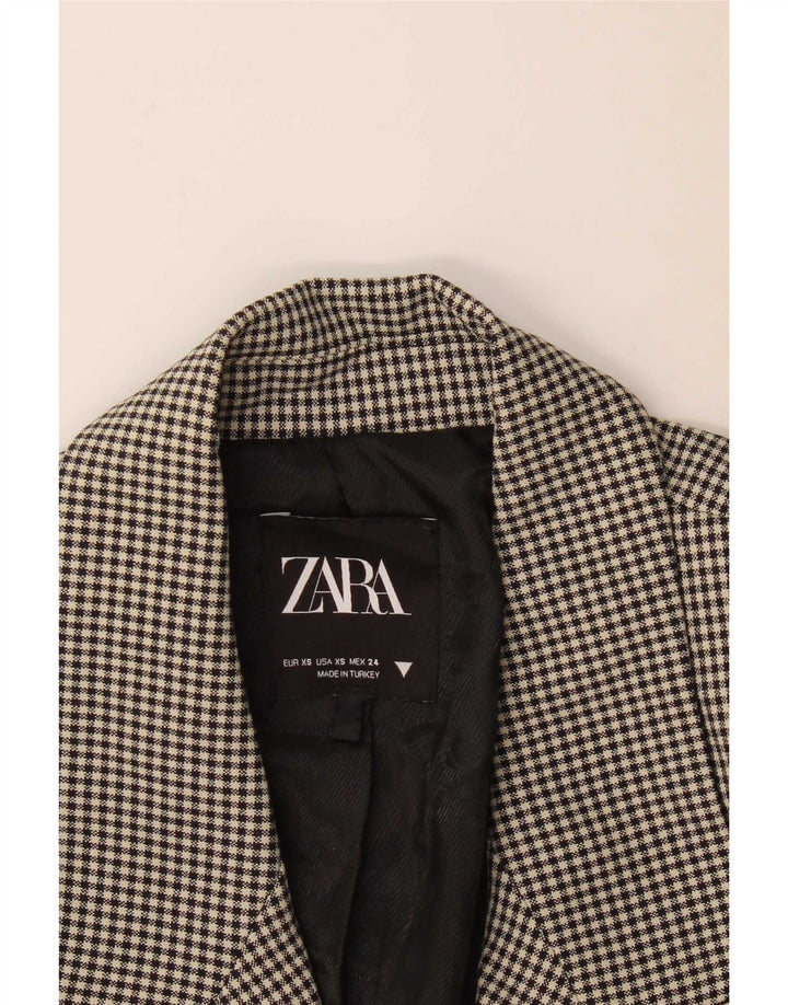 Jachetă Blazer pentru femei la dublu piept Zara UK 6 XS Negru Gingham