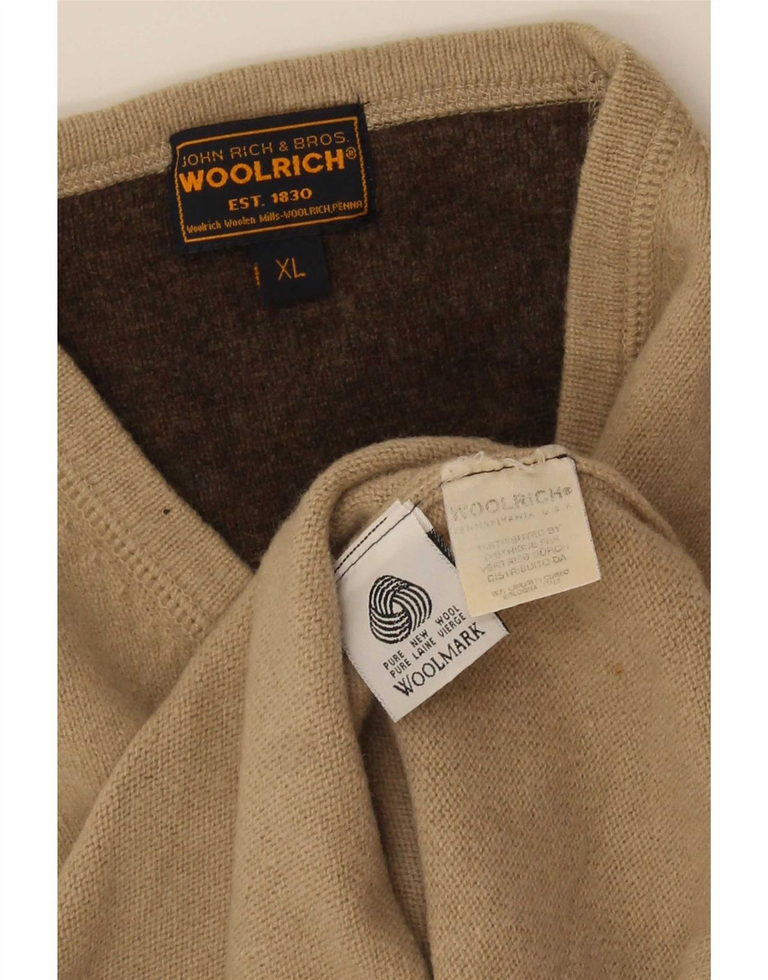 Woolrich Mens Vest Tank Top XL Bej Lână Nouă