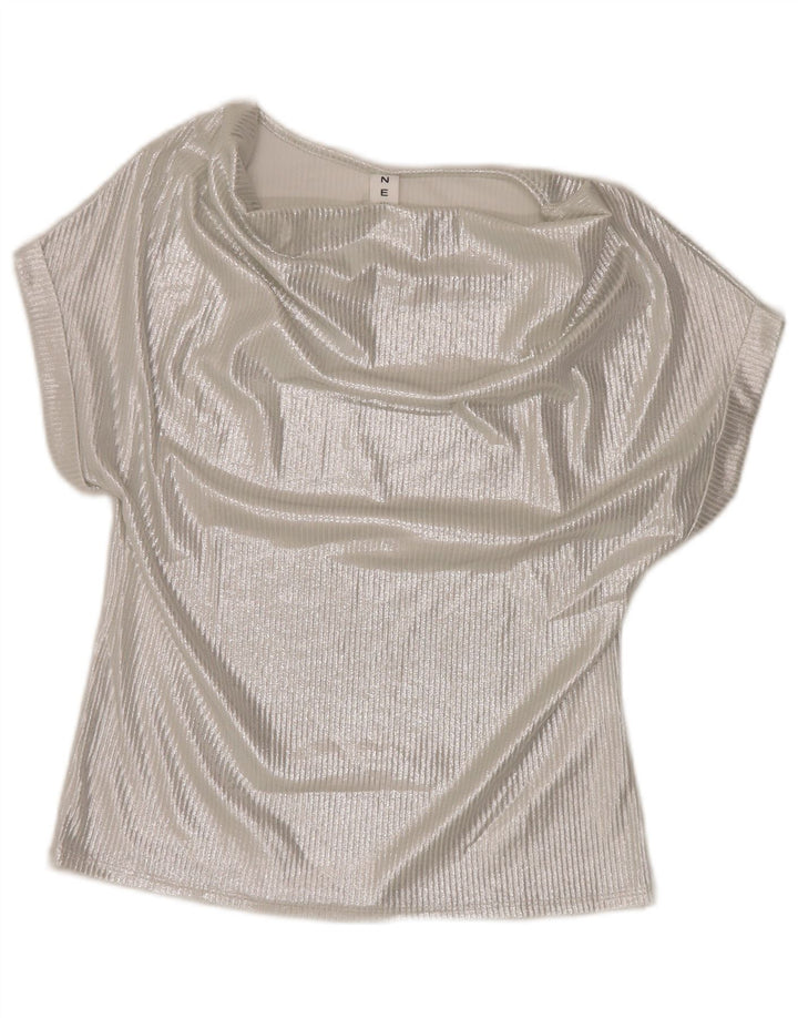 Bluză Vintage pentru femei UK 16 Large Silver Viscose