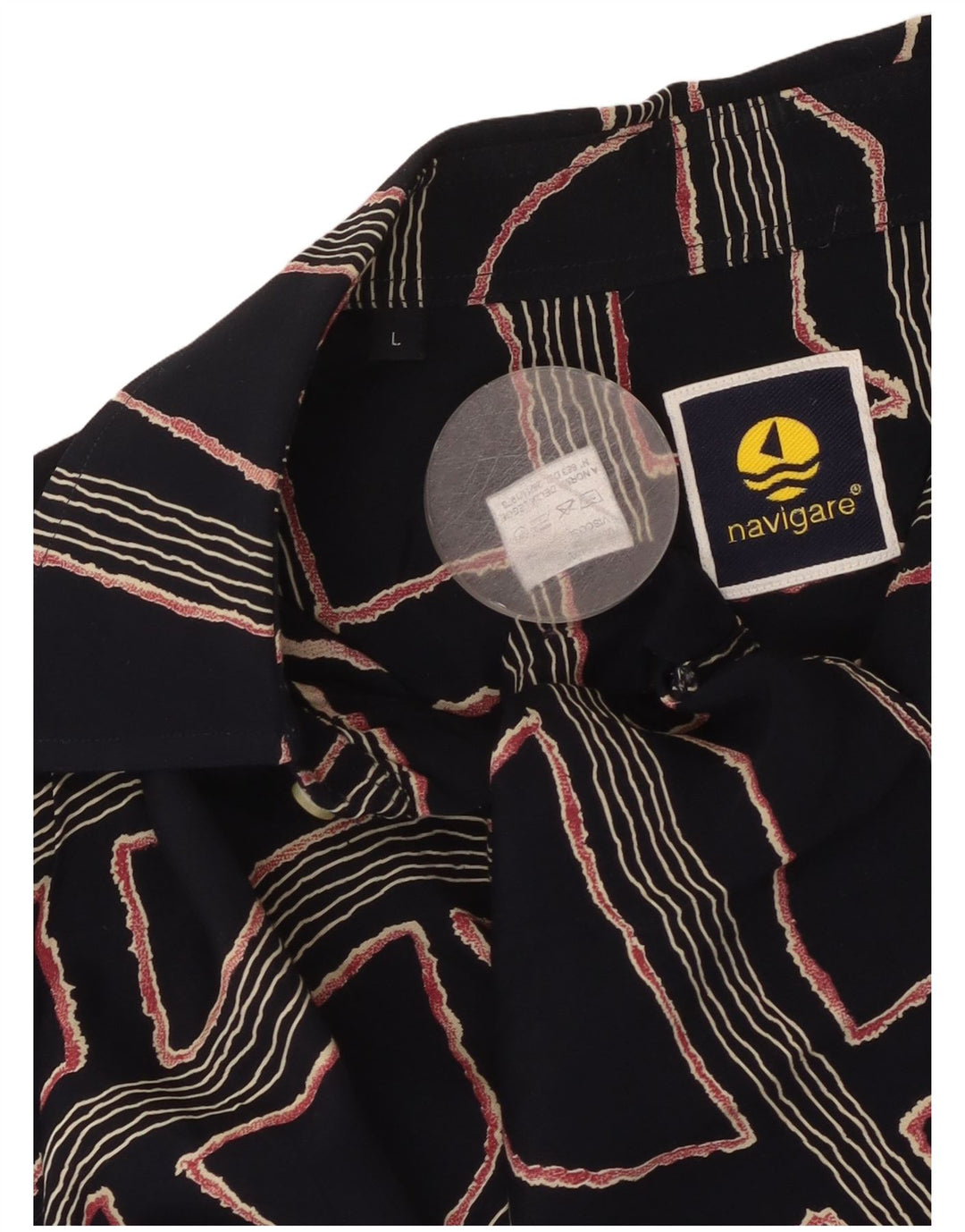 Cămașă pentru bărbați Navigare cu mânecă scurtă, mare, bleumarin, geometrică, viscoză