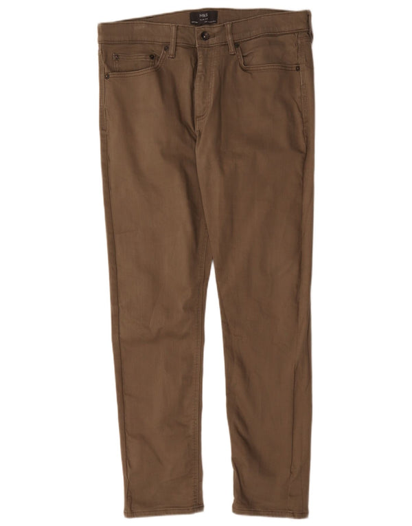 Marks & Spencer Pantaloni casual Slim Fit pentru bărbați L34 L29, bumbac maro