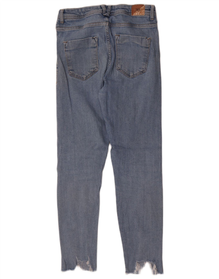 Blugi skinny distressed pentru femei Zara EU 40 Medium W30 L28 Albastru