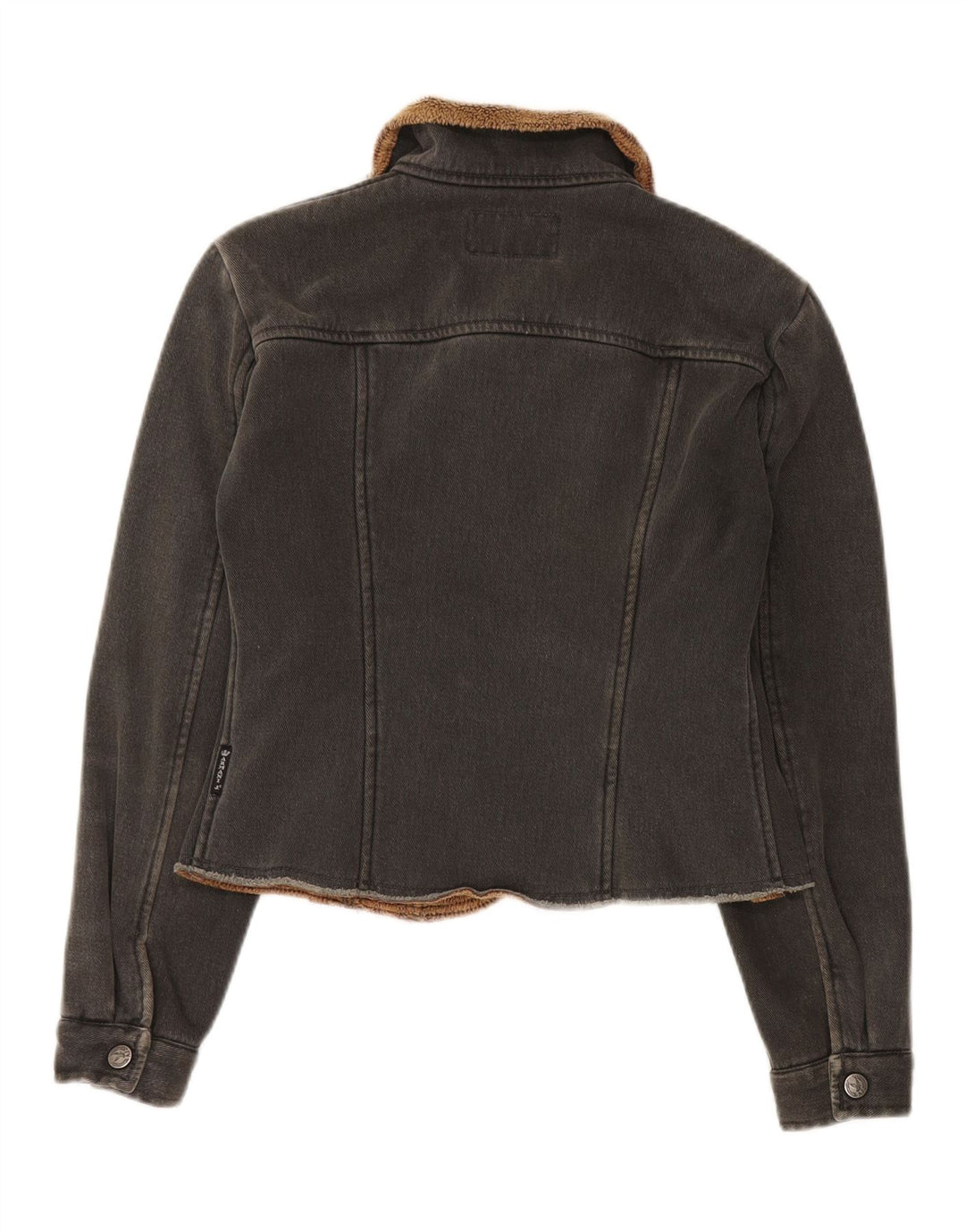 Jachetă Sherpa de denim crop pentru femei Armani Jeans IT 42 Poliester mediu negru