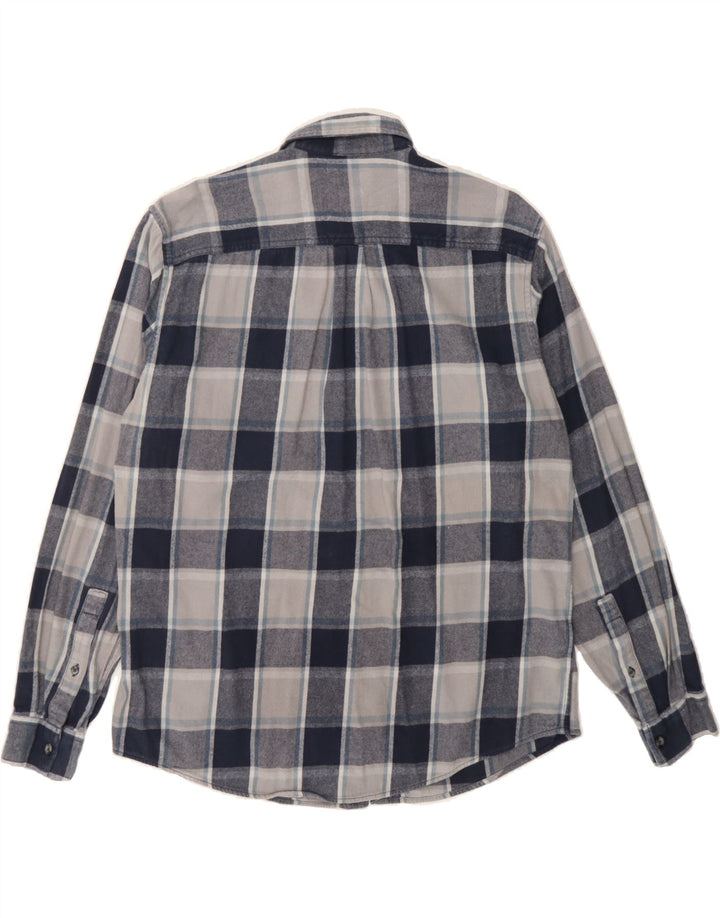 EDDIE BAUER Mens Flannel Shirt Large Navy Blue Check Polyester Vintage Eddie Bauer and Second-Hand Eddie Bauer from Messina Hembry 