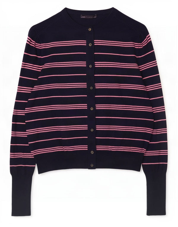 Pulover pentru femei Marks & Spencer Crop Cardigan UK 12 Medium Bleumarin cu dungi